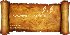 Javorszki Jolán névjegykártya