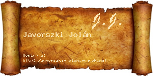 Javorszki Jolán névjegykártya